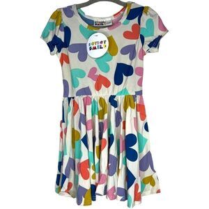 NEW Dot Dot Smile Multicolor Heart Cap Sleeve Dress 12-24M